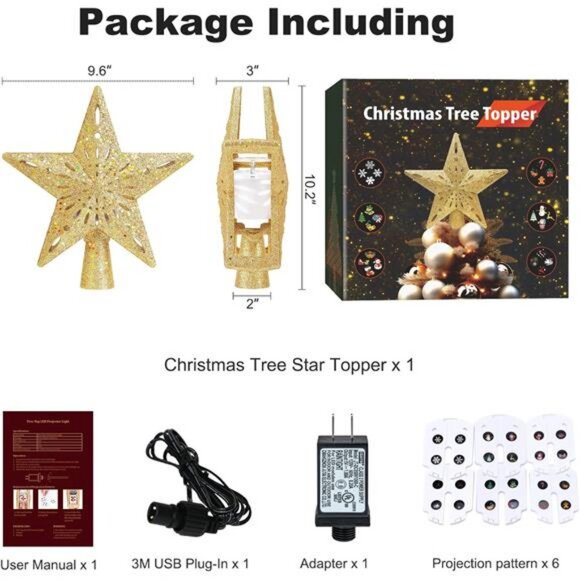 Christmas Tree Toppers Lighted with 6 Projection Modes, with Built-in LED - Picture 6 of 8